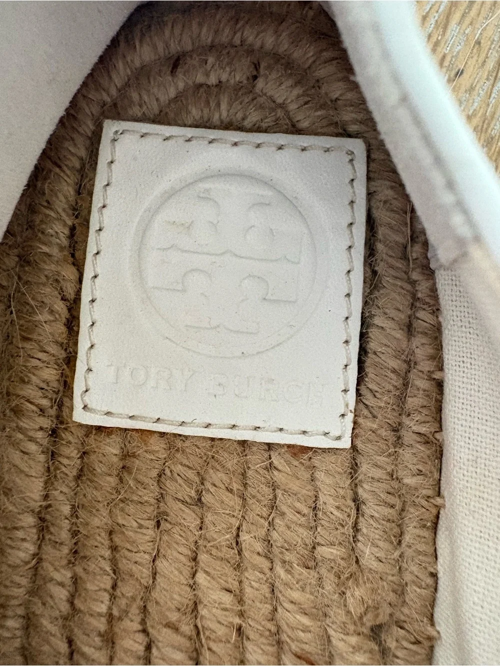 Tory Burch White Floral Leather Espadrille Flats
